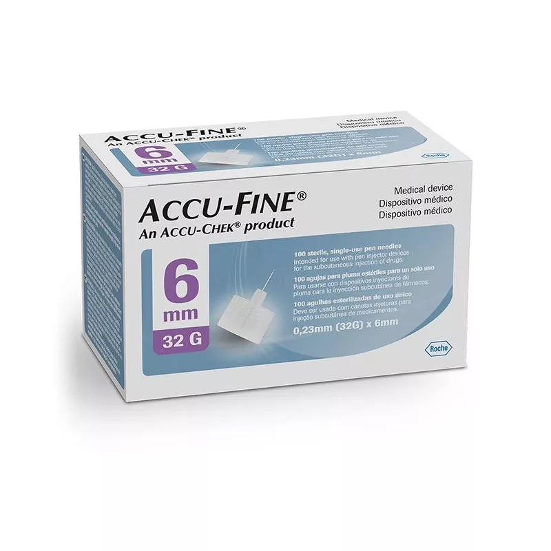 Aghi per insulina Accu-Fine 32G × 6 mm per penne insuliniche - 100 pezzi Roche