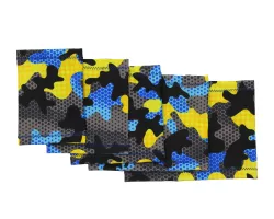 Manicotto elastico per braccio con motivo mimetico blu, giallo e nero – Protezione per sensori