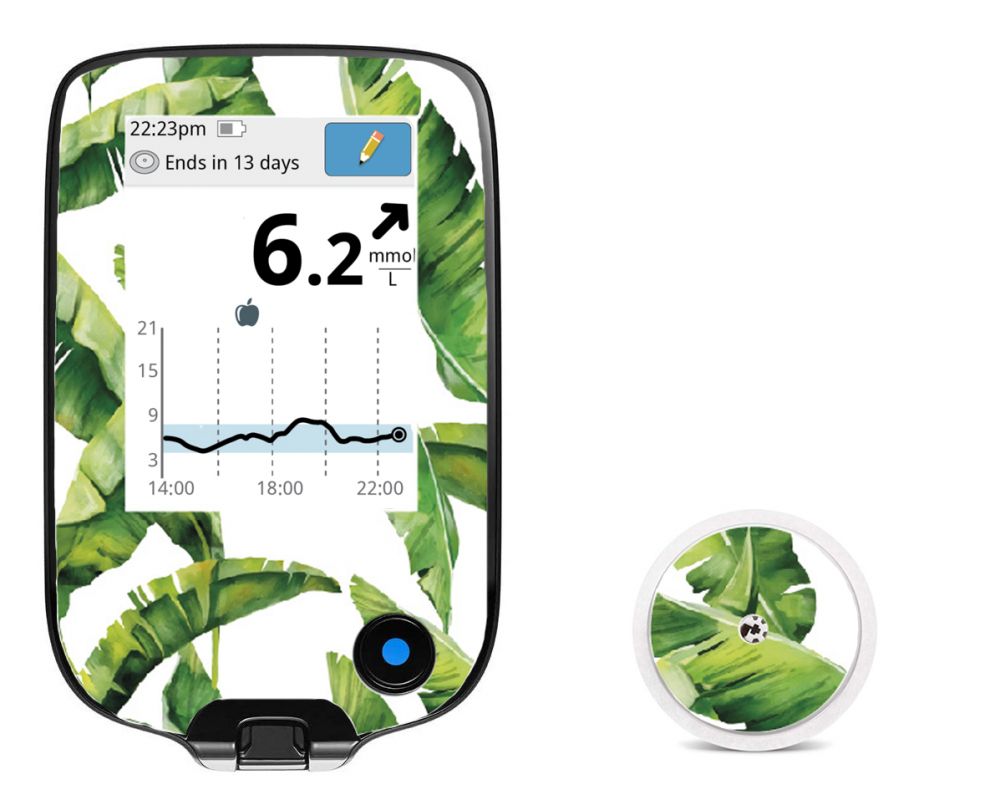 Adesivo per Freestyle Libre reader + sensor - Palm leaves Dia-way
