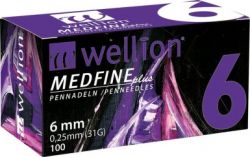 Agujas de insulina Wellion MedFine 32GX6mm / paquete.100 unidades